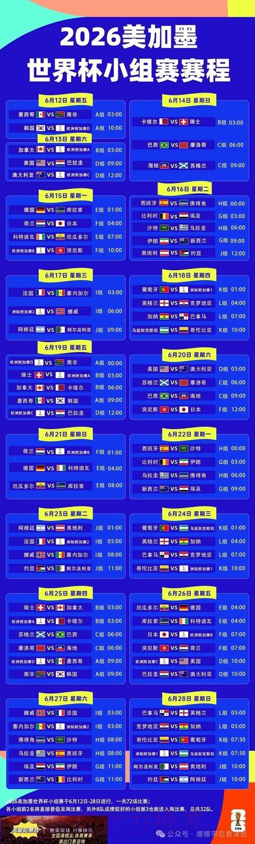 2026世界杯完整赛程今日比赛时间表官网入口 2026世界杯完整赛程今日比赛时间表官网入口